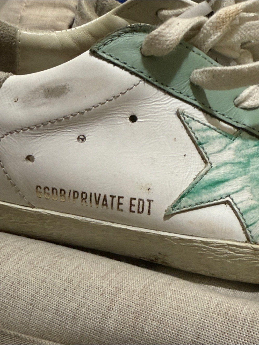 Golden Goose Women's White Sneakers with Sage Green Star & Trim - Picture 7 of 7